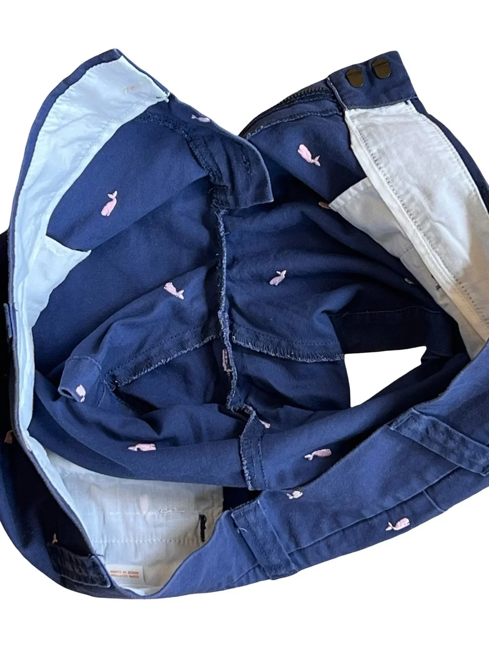 J. Crew Women’s Sz 10 Blue Whale Embroidered Shorts Chino Stretch Cotton Twill